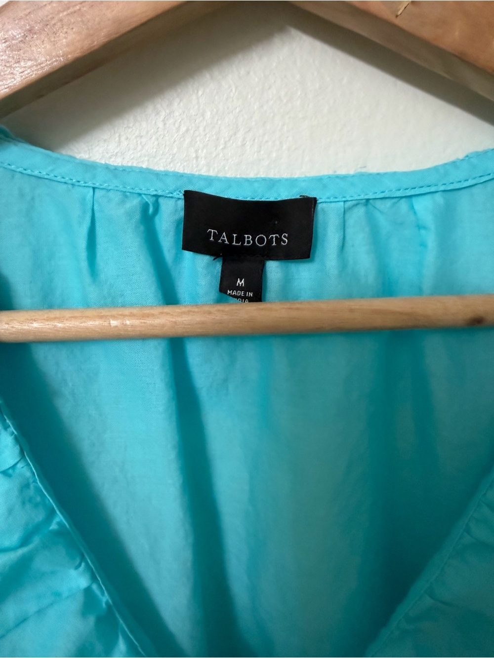 Talbots Turquoise Eyelet Ruffle Top Size M - Picture 4 of 6
